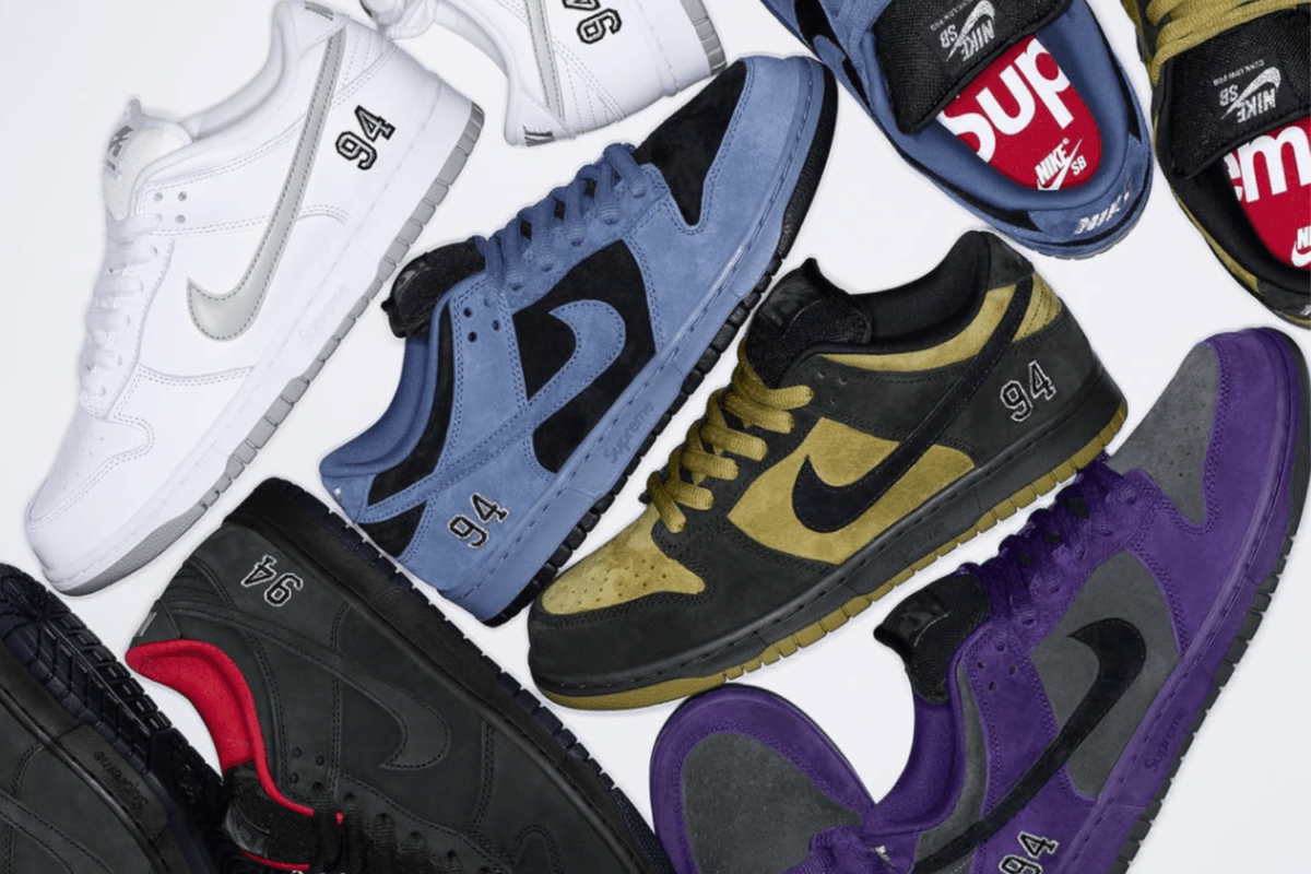 Het Supreme x Nike SB Dunk Low pack is eindelijk hier