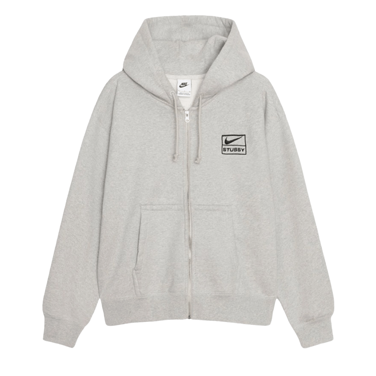Stüssy x Nike Fleece Zip Hoodie 'Grey Heather' FJ9181-050