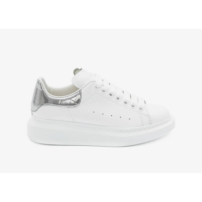Alexander McQueen Oversized White Silver Croco (W) 553770WHYBQ9071