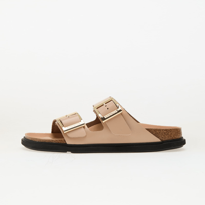 Birkenstock Arizona Droplet Buckle Natural Leather Patent High-Shine New Beige  1029386