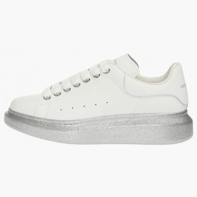 Alexander Mcqueen Oversized White Silver Glitter Sole (women's) 553770WHWKV9071