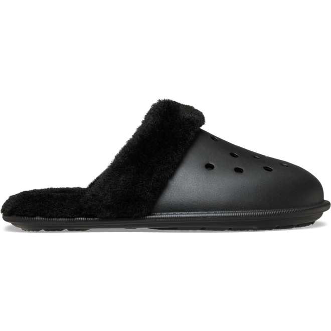 Crocs Classic Fuzz Scuff Slippers Black 